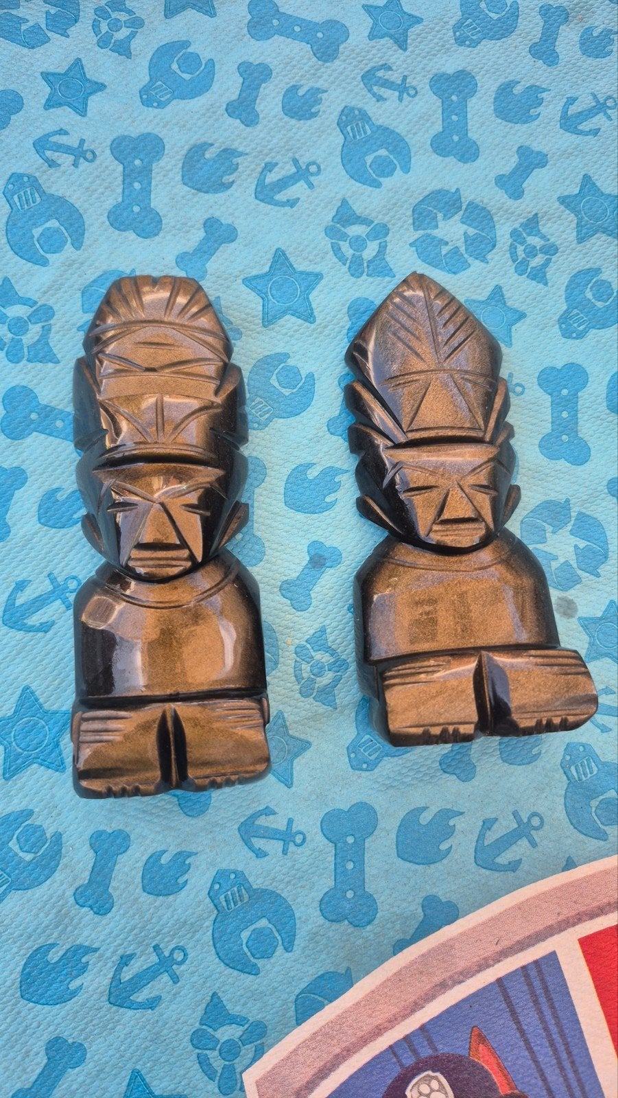 Twee Azteekse beelden van obsidiaan, Ophalen of Verzenden