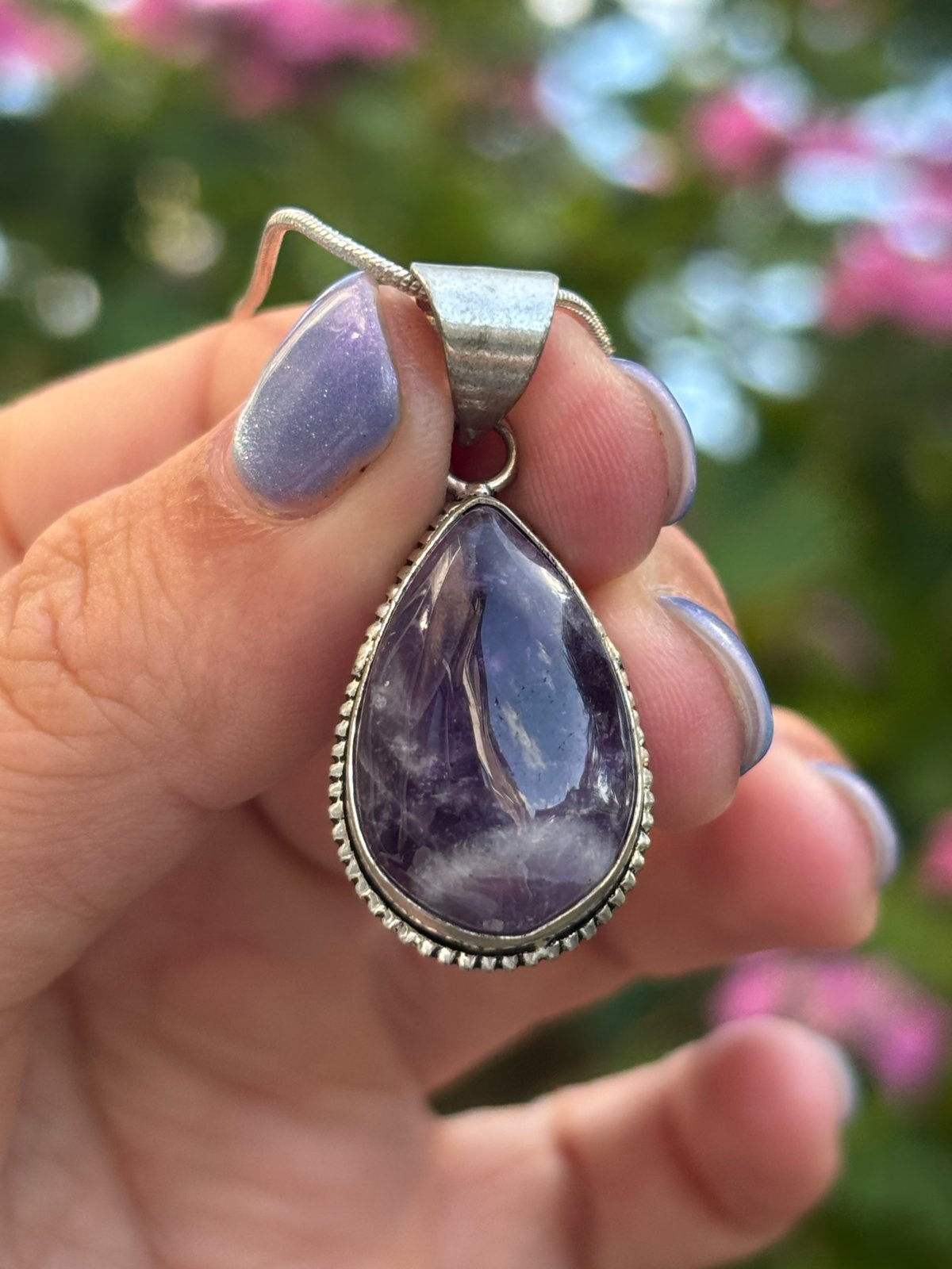 Handgemaakte Amethist Edelsteenketting, Sieraden, Tassen en Uiterlijk, Kettingen, Paars, Nieuw, Ophalen of Verzenden, Steen of Mineraal