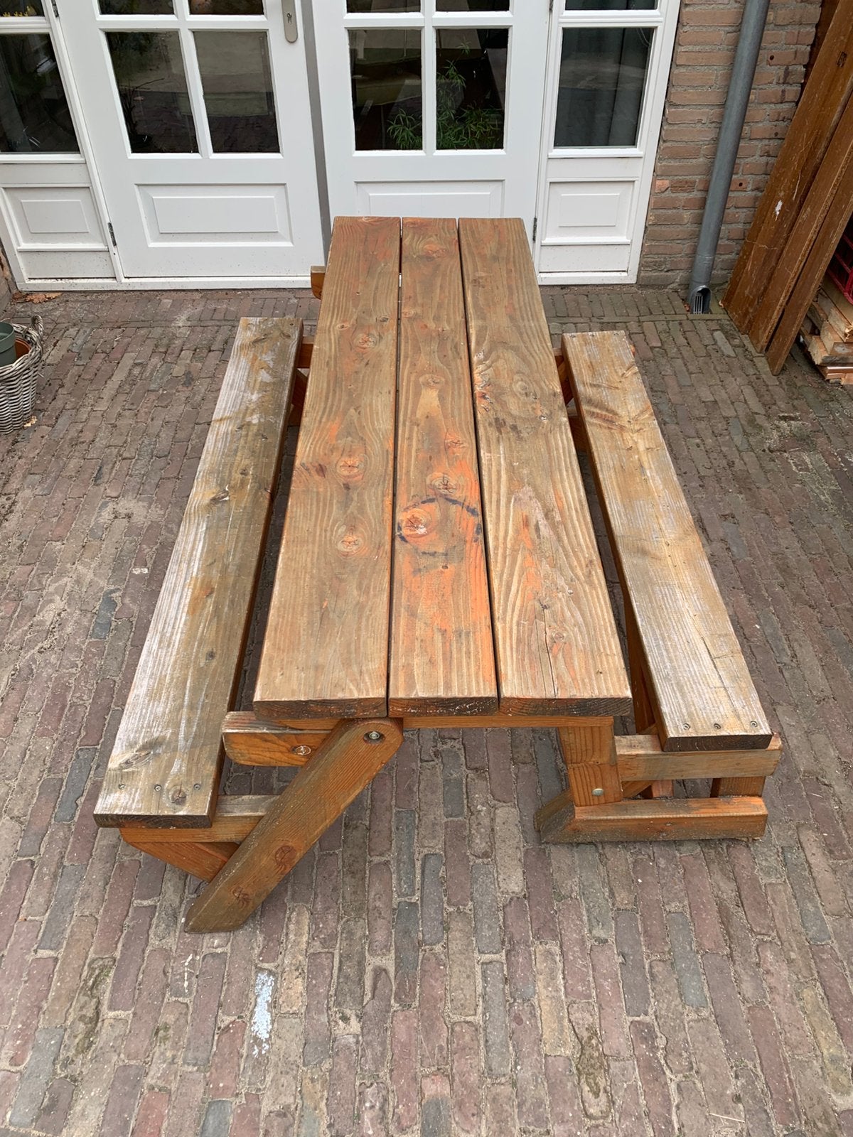 Pickniktafel inklapbaar bank douglas hout, Ophalen, Zo goed als nieuw, Inklapbaar, Rechthoekig