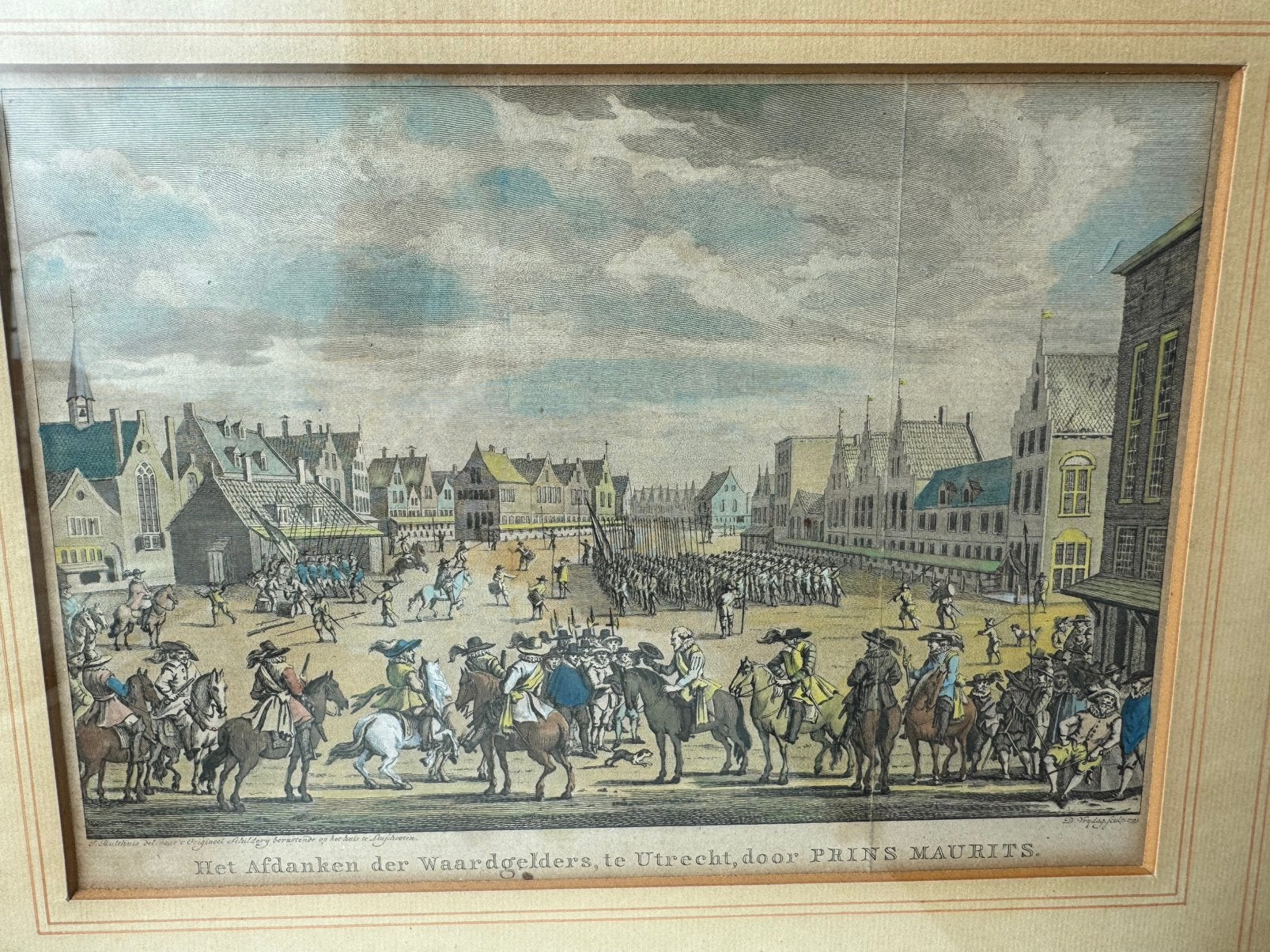 Historische prent: Het Afdanken der Waardgelders, Utrecht, Antiek en Kunst, Ophalen of Verzenden