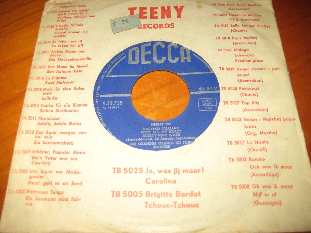 Medley 191 + 192, Ophalen of Verzenden, Zo goed als nieuw, Nederlandstalig, Single