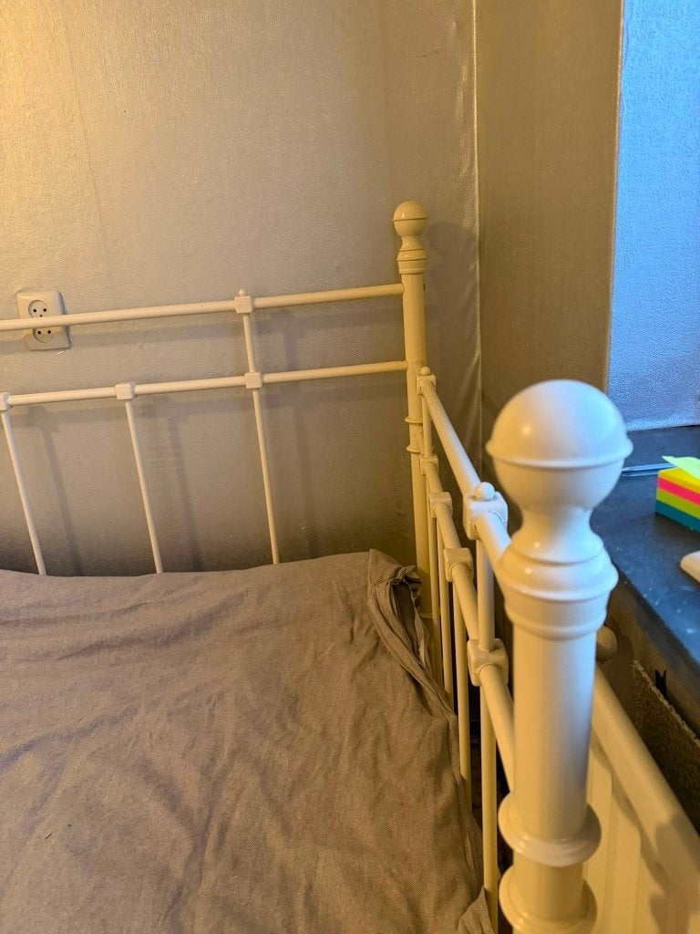 Bed + uitschuifbed te koop excl. matras, Ophalen, Gebruikt, Eenpersoons, Wit