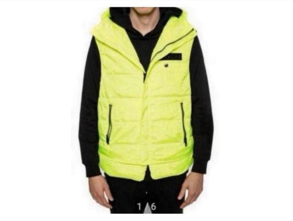 DIESEL gewatteerd vest bodywarmer L capuchon Sun Gilet 180£, Maat 52/54 (L), Geel, Nieuw, Ophalen of Verzenden