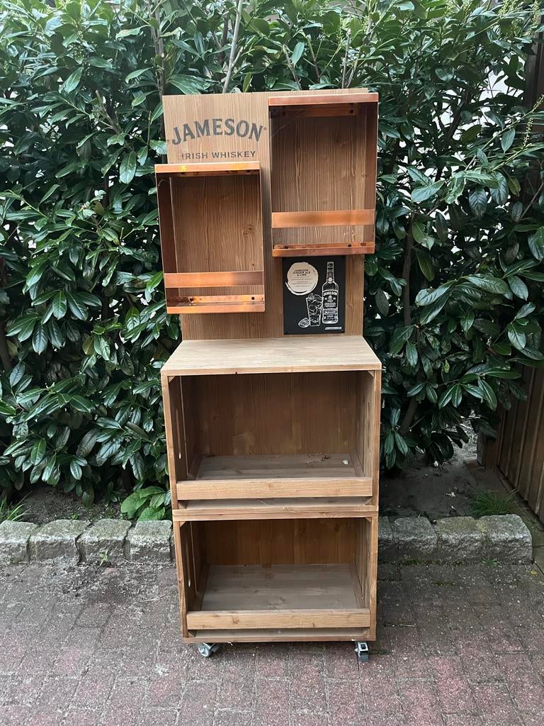 Jameson Cocktailbar op wieltjes, hout met messing details, Ophalen, Zo goed als nieuw