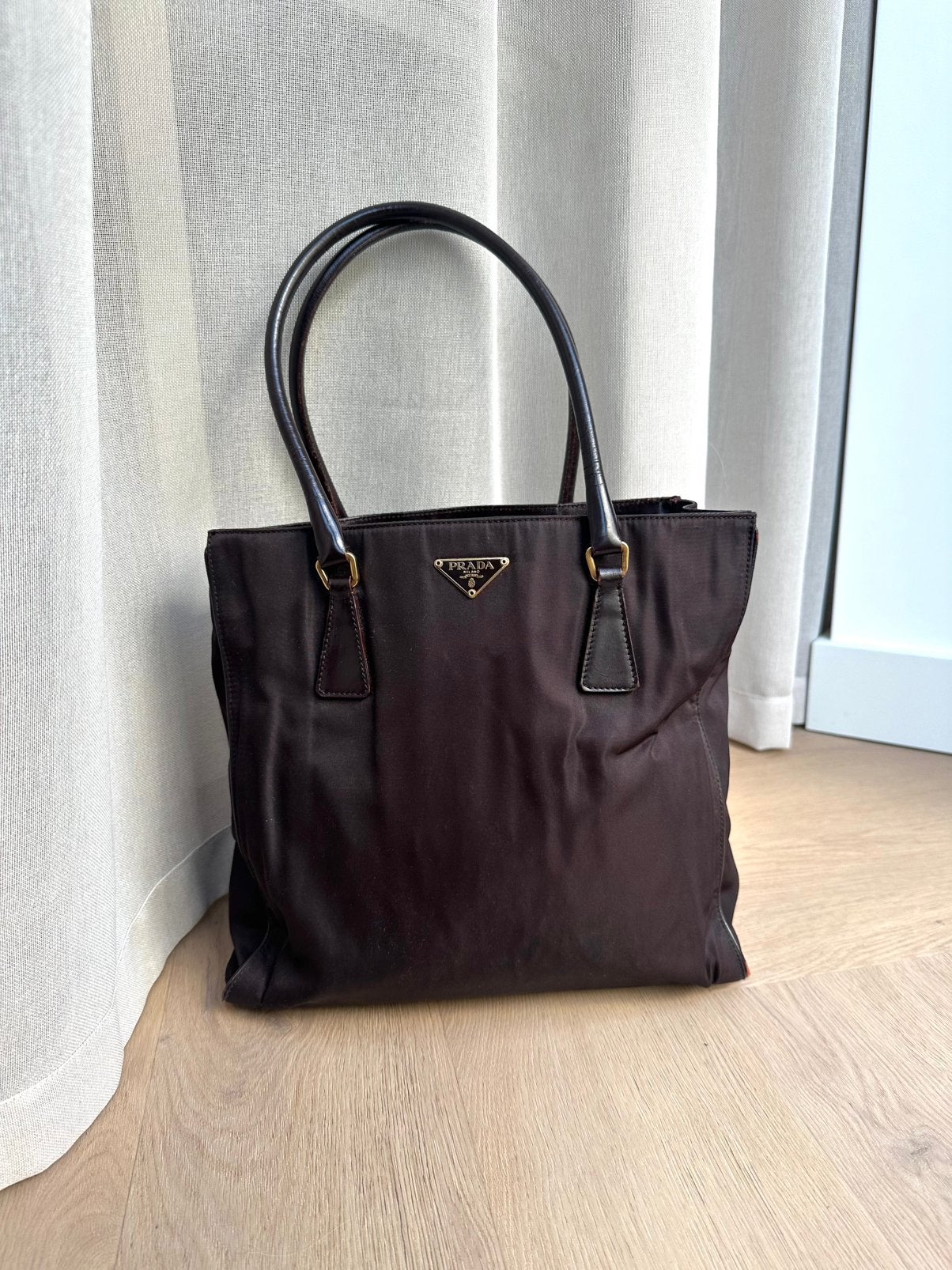 Vintage Prada Nylon Tote - Chocolate Brown, Ophalen of Verzenden, Gebruikt, Bruin, Handtas