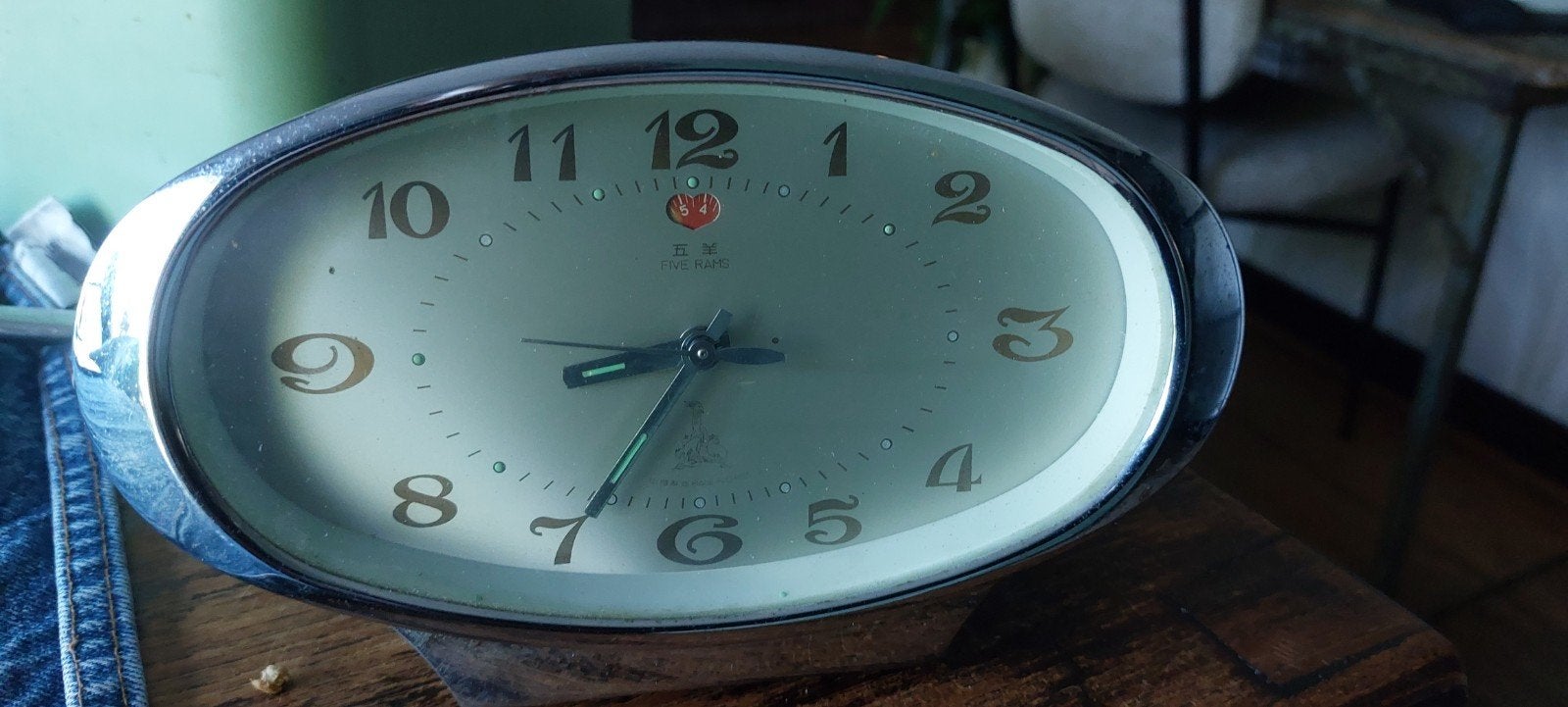 Vintage ovale wekker, chroom, mechanisch, Ophalen of Verzenden