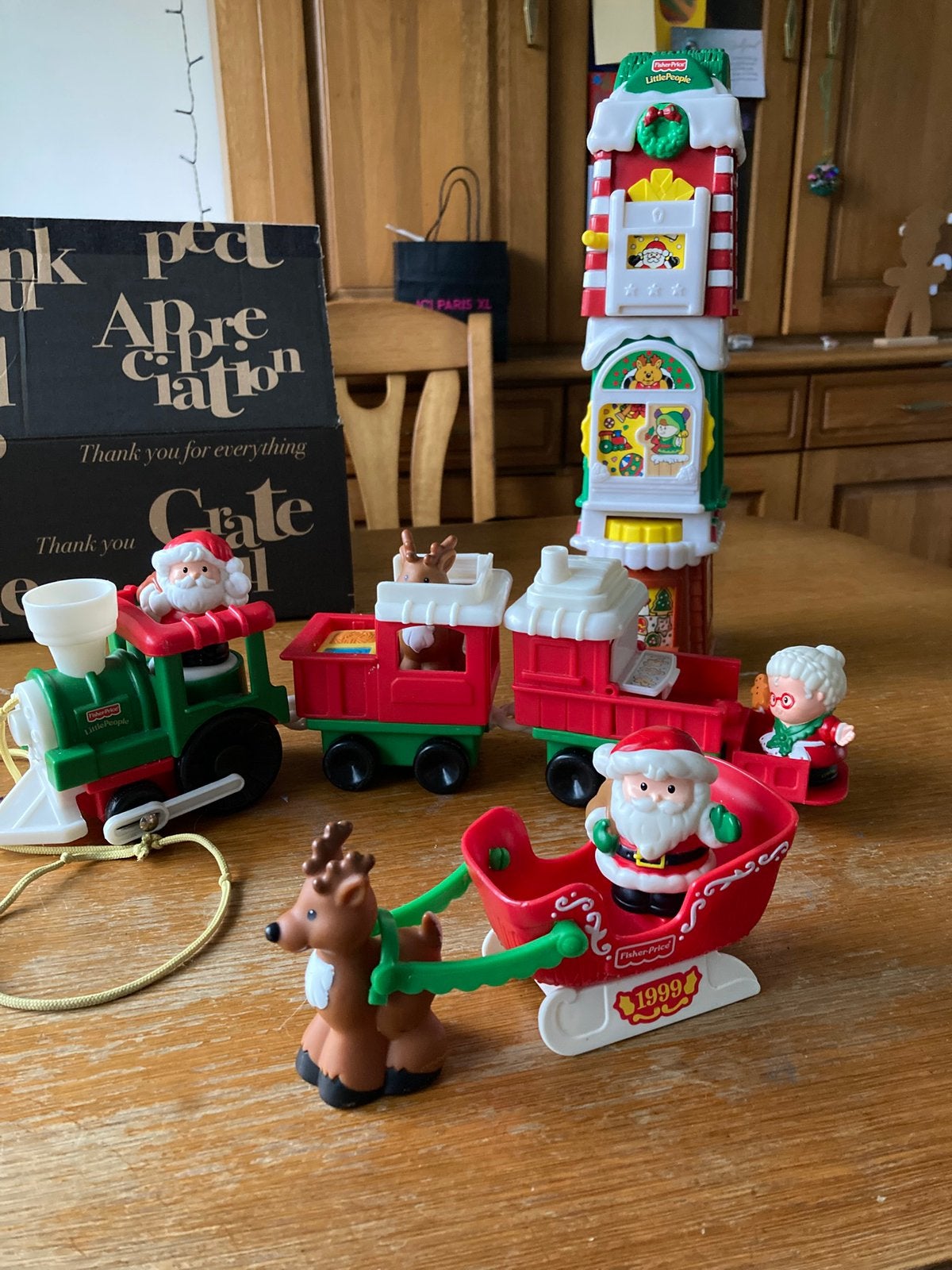 Little people kerst set stapelhuisjes, trein en arreslee, Ophalen of Verzenden, Gebruikt, Speelset