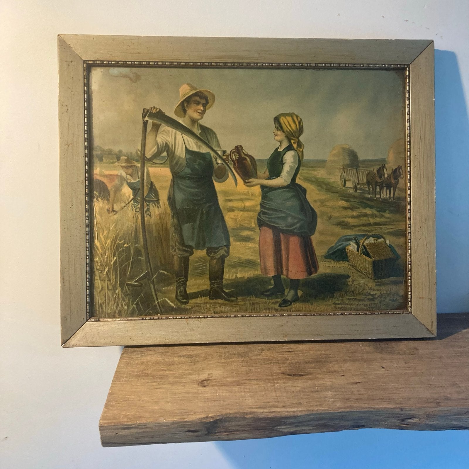 Vintage print boerderij leven 43x35 cm, Ophalen of Verzenden
