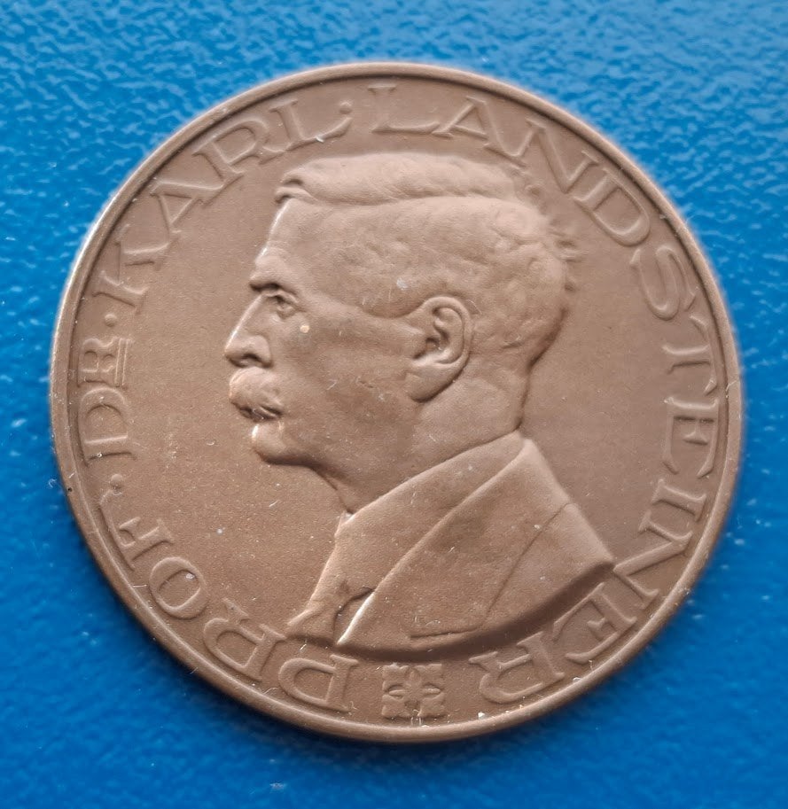 Penning Ned. Roode Kruis, Prof.Dr. Karl Landsteiner - 1939, Verzenden, Brons, Nederland