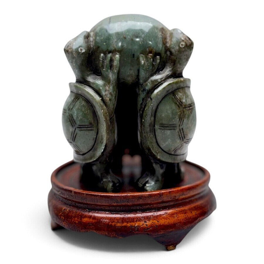 Chinees uit groene mineraal (Jade?) gestoken hoedenstandaard, Antiek en Kunst, Ophalen of Verzenden