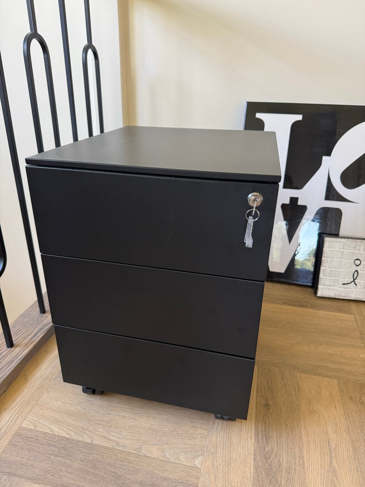 Nieuw Zwart Ladeblok met 3 Laden en Sleutel, Ophalen, Overige materialen, Minder dan 50 cm, Nieuw