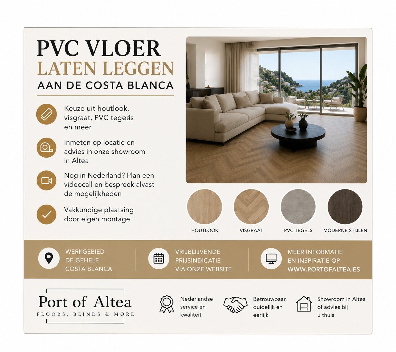 PVC vloer laten leggen aan de Costa Blanca?, Ophalen, Nieuw, 75 m² of meer, Overige typen