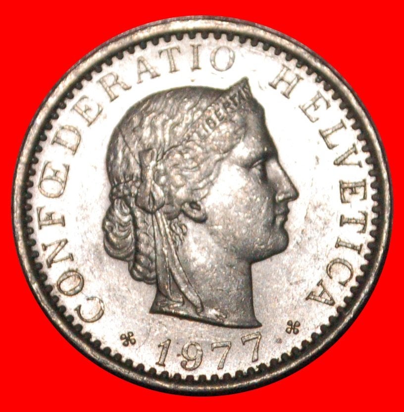 Ⰺ LIBERTY (1939-2026): SWITZERLAND 20 RAPPENS 1977 DIES I A, Ophalen of Verzenden, Overige landen, Losse munt