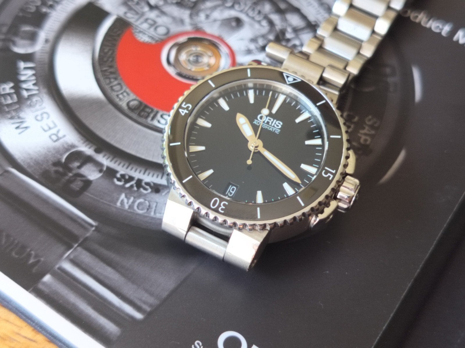 Schitterend Oris Aquis Automatic horloge Full-set, Ophalen of Verzenden, Zo goed als nieuw, Staal, Overige merken