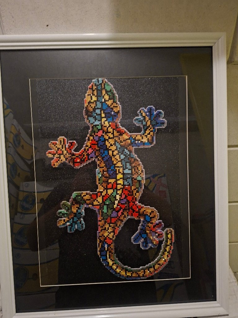 Diamond Painting salamander in Lijst 54x44cm, Kunststof, 54 cm, 44 cm, Ophalen of Verzenden