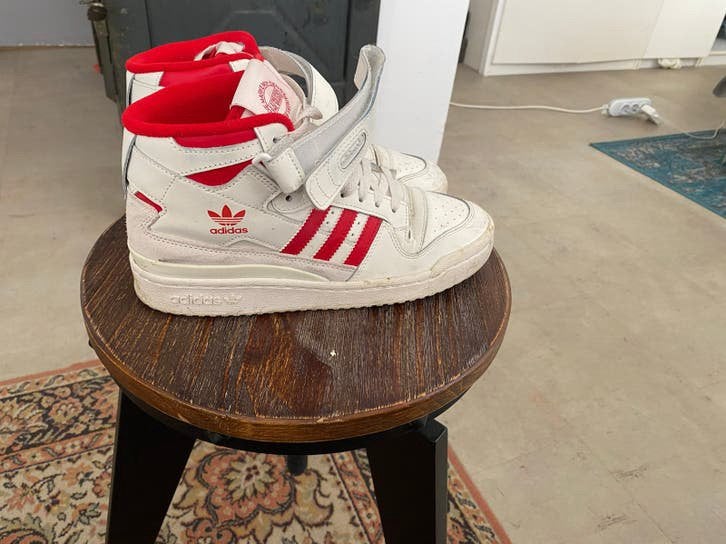 Adidas Forum Mid sneakers wit/rood - Maat 39 1/3, Verzenden, Wit, Sneakers of Gympen, Zo goed als nieuw