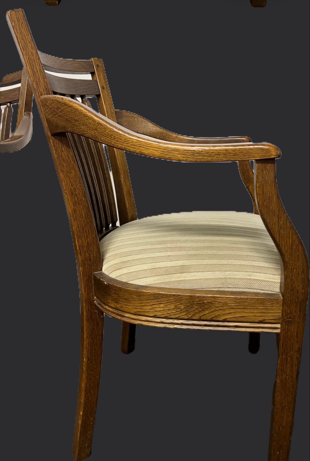 4 Bannink Jugendstil Eiken Eetkamerstoelen, Huis en Inrichting, Stoelen, Ophalen, Bruin, Stof, Vijf, Zes of meer stoelen