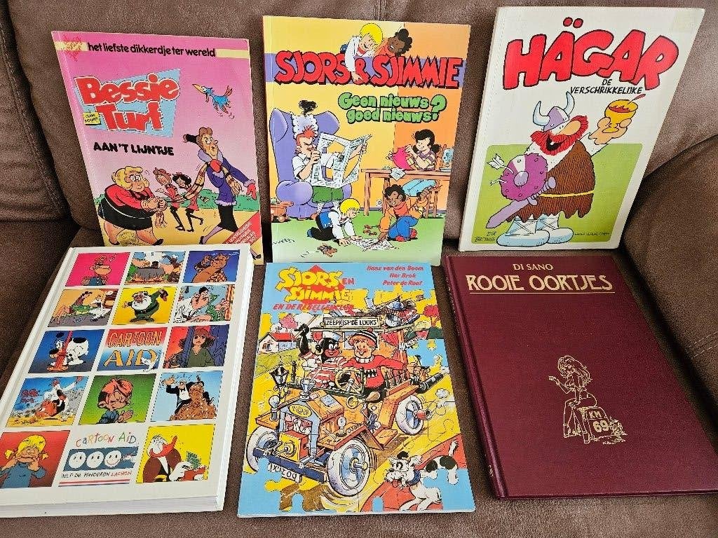 Sjors & Sjimmie, Rooie Oortjes, Bessie Turf, Cartoon Aid, Boeken, Stripboeken, Meerdere stripboeken, Ophalen of Verzenden, Gelezen