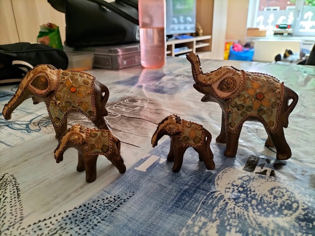 Decoratieve Olifanten Beeldjes Set, Ophalen of Verzenden, Gebruikt, Dier