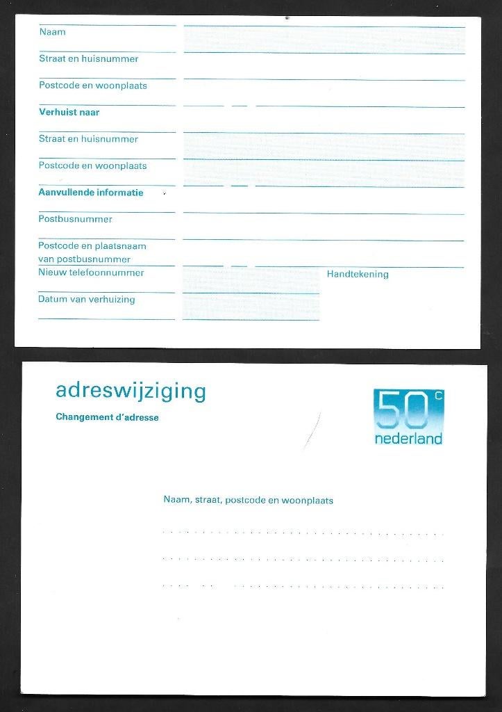 Adreswijziging 48a, A6 formaat zonder laserbedrukking. LEES, Postzegels en Munten, Ophalen of Verzenden, Briefkaart