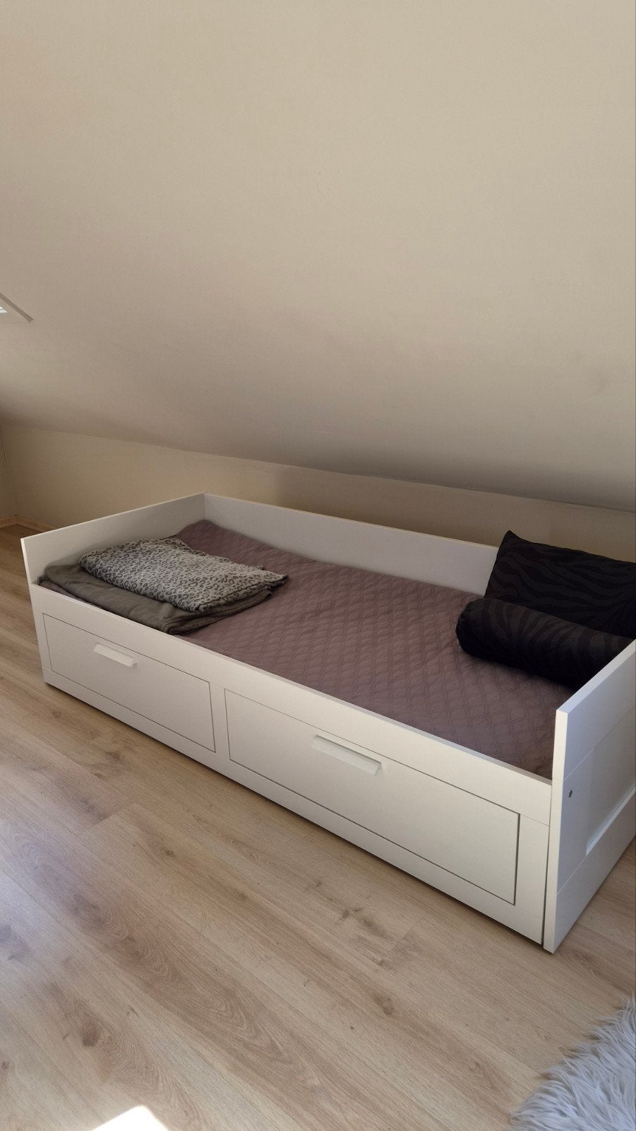 IKEA Brimnes bedbank met 2 matrassen en 2 lades, Ophalen, Verstelbaar, Wit, Modern, Functioneel