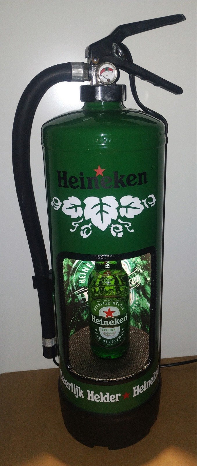 Heineken bier brandblusser reclame display verlicht, Ophalen of Verzenden, Nieuw, Reclamebord, Plaat of Schild, Heineken