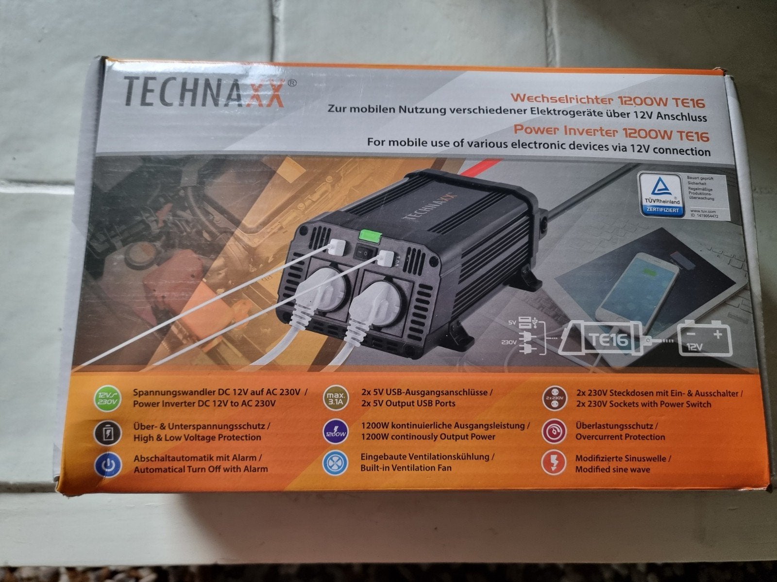 Technaxx 1200W TE16 omvormer, Ophalen of Verzenden, Nieuw