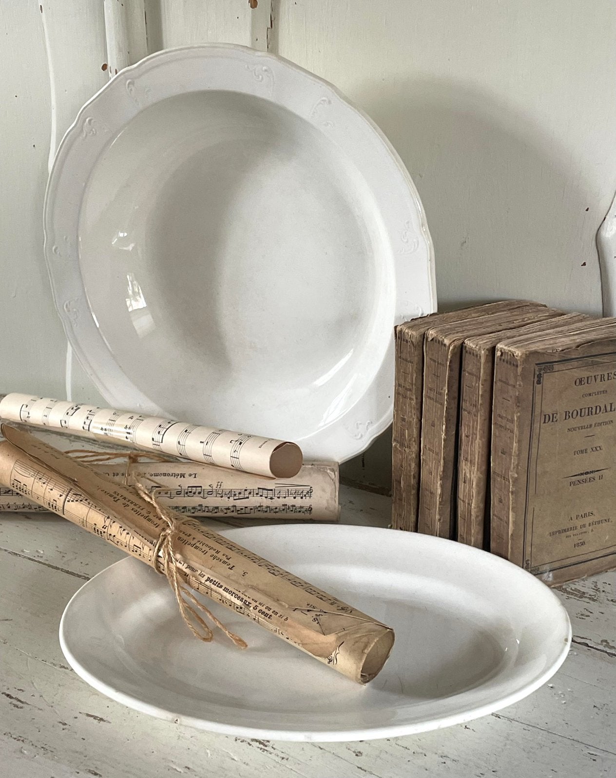 Brocante oud Boch schaaltje off white, Ophalen of Verzenden