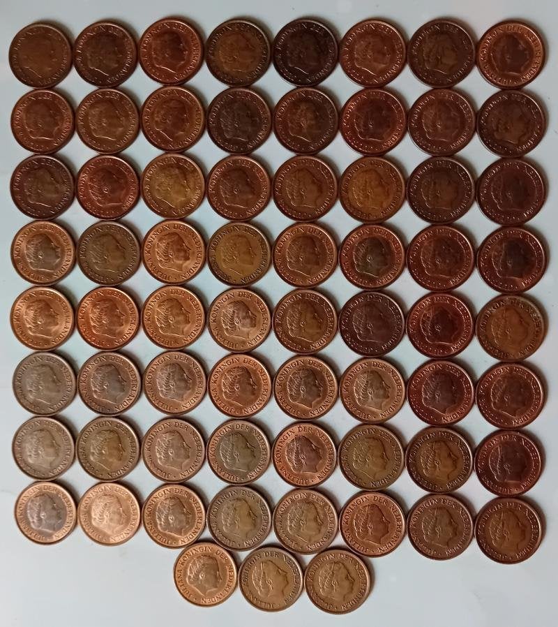 66 Stuks bronzen stuiver muntjes juliana 1979, Postzegels en Munten, Munten en Bankbiljetten | Verzamelingen, Ophalen of Verzenden