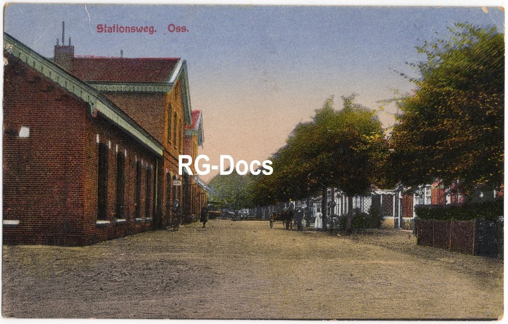 Ansichtkaart Briefkaart Trein Station Stationsweg Oss ca1905, Verzamelen, Ophalen of Verzenden, Voor 1920, Gelopen, Noord-Brabant