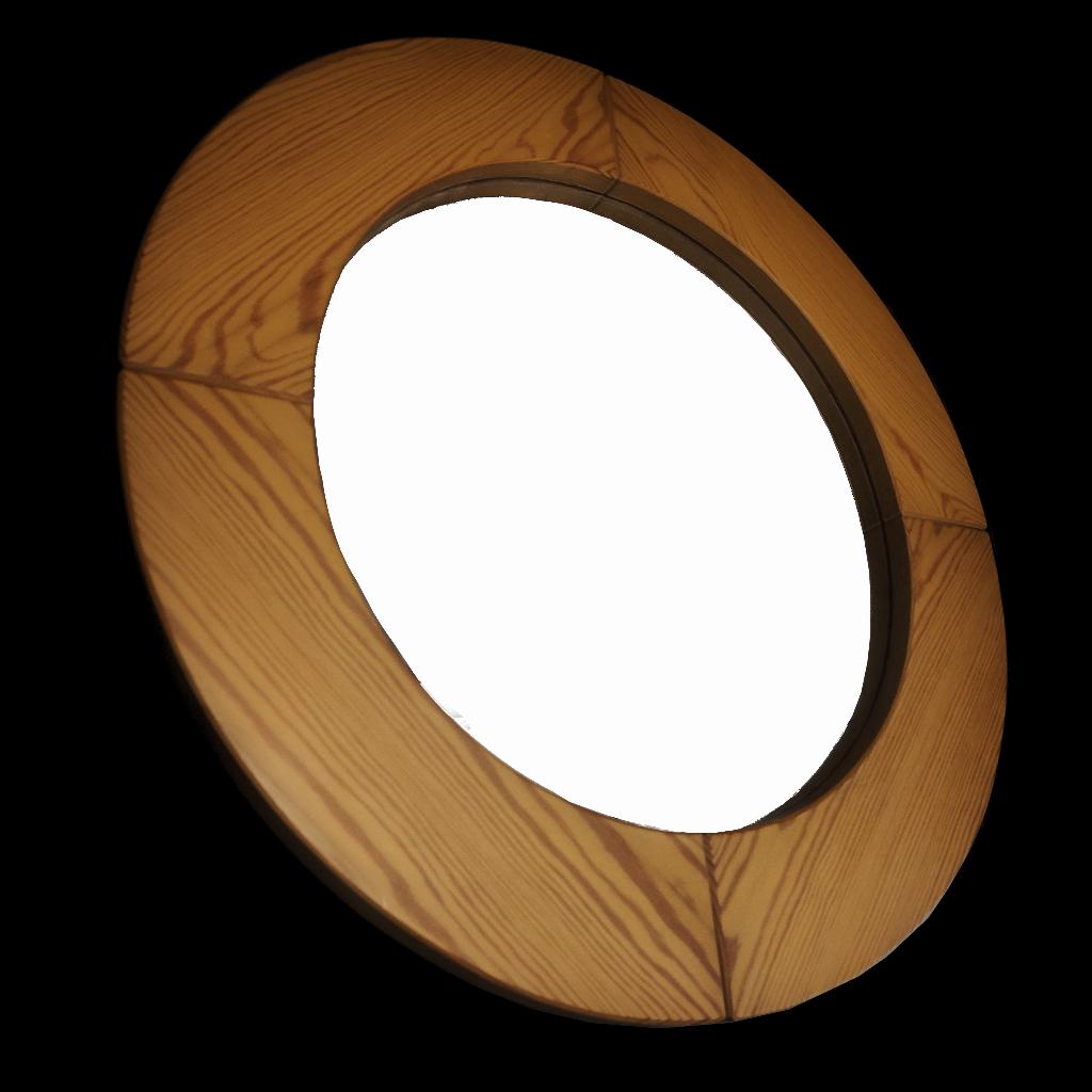 Fantastische vintage pine Gläsmaster Markaryd design spiegel, Huis en Inrichting, Gebruikt, Rond, Ophalen of Verzenden, Minder dan 100 cm