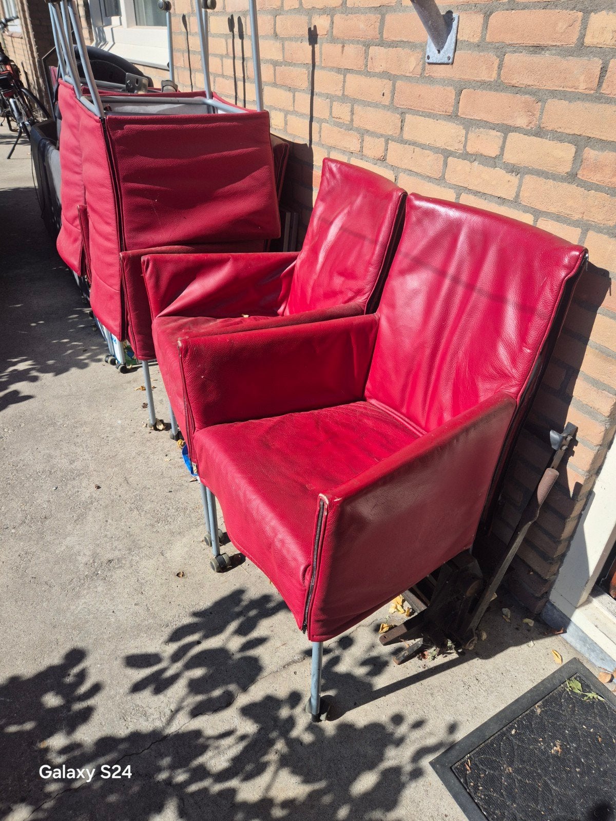 6 leren stoelen, Huis en Inrichting, Stoelen, Ophalen of Verzenden, Gebruikt