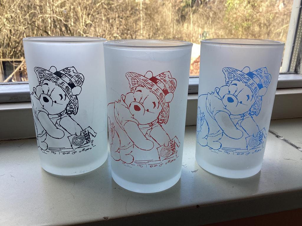 Set glazen Winnie The Pooh (Disney), Verzamelen, Disney, Verzenden, Winnie de Poeh of vrienden, Zo goed als nieuw, Overige typen
