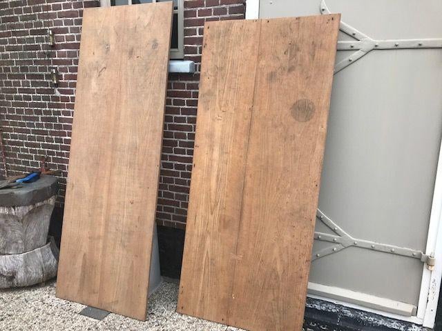 Teak houten tafelblad zeer mooi oud geleefd hout blad tafel, Ophalen