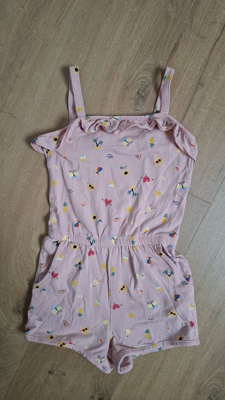 Zomerse, roze jumpsuit met leuk printje. Name It, maat 110, Ophalen of Verzenden, Zo goed als nieuw, Meisje