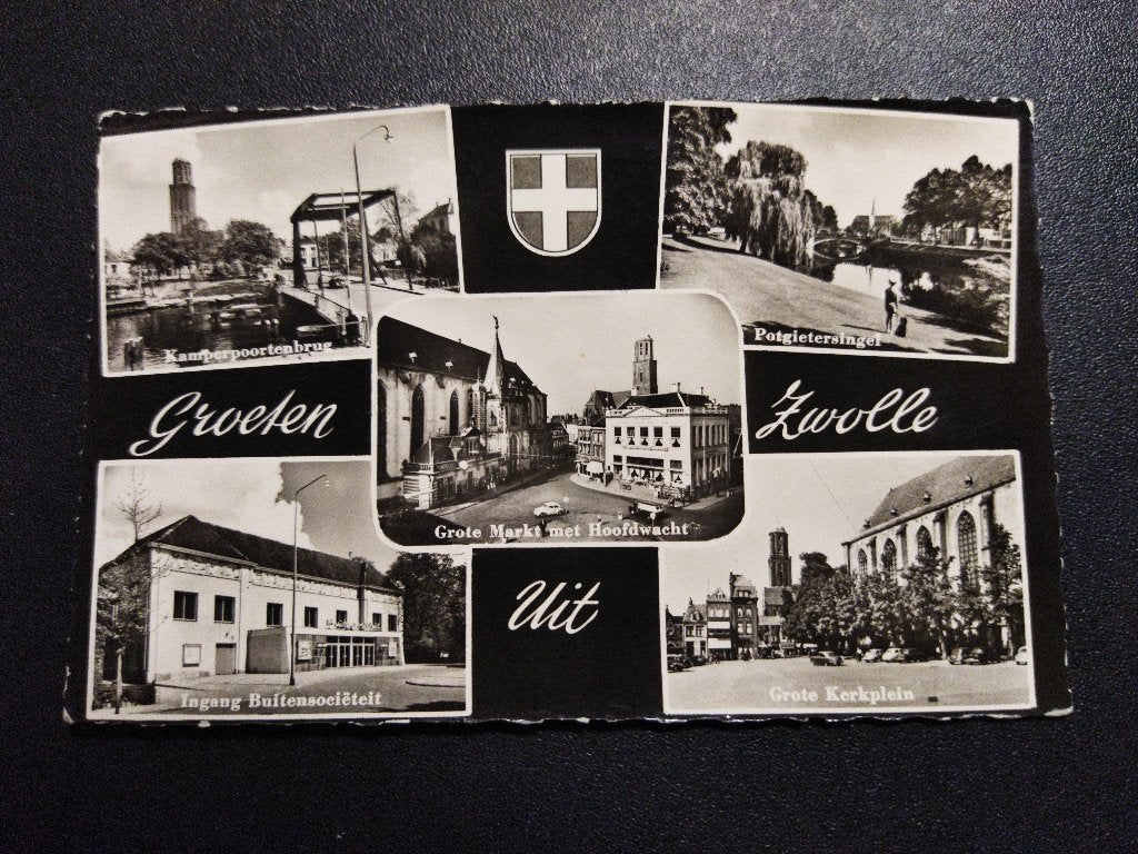 Ansichtkaart groeten uit Zwolle, Verzamelen, Ophalen of Verzenden, 1940 tot 1960, Gelopen, Overijssel
