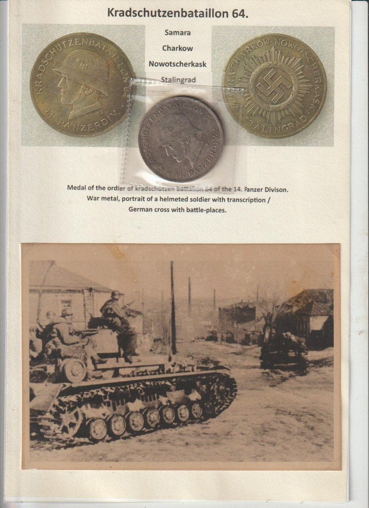 1942 "Herinnerings plaquette" Kradschutzen + foto's, Ophalen of Verzenden, Landmacht, Duitsland, Embleem of Badge
