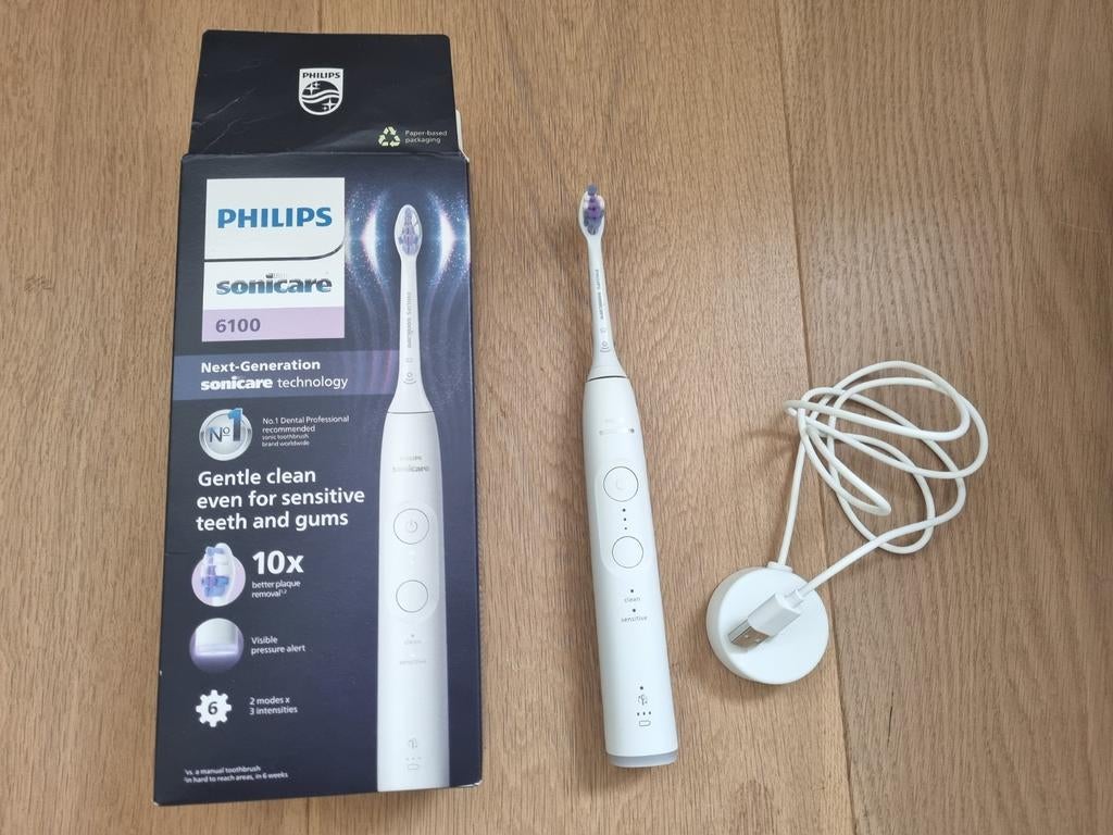 Philips Sonicare 6100 electrische tandenborstel, Ophalen of Verzenden, Zo goed als nieuw, Tandenborstel