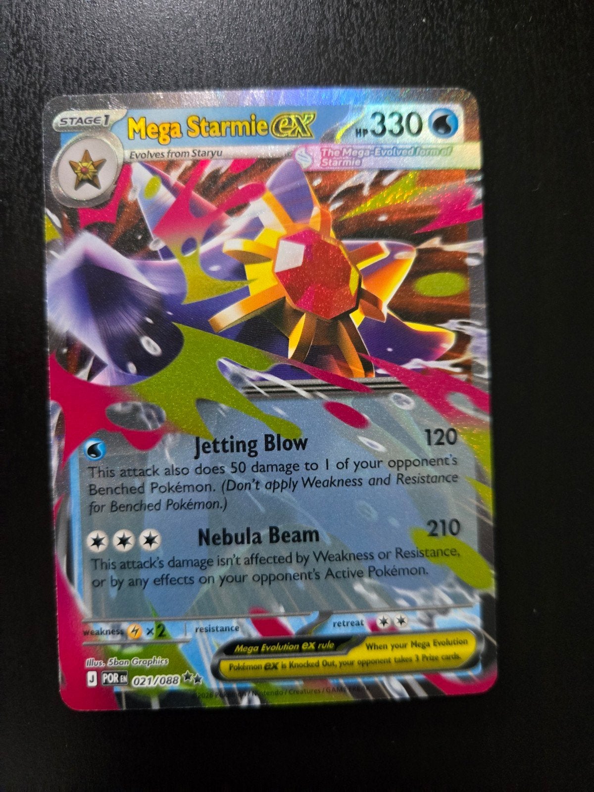 Mega Starmie EX Pokémon Kaart - Zeldzaam en Foil, Verzenden, Zo goed als nieuw, Losse kaart, Foil