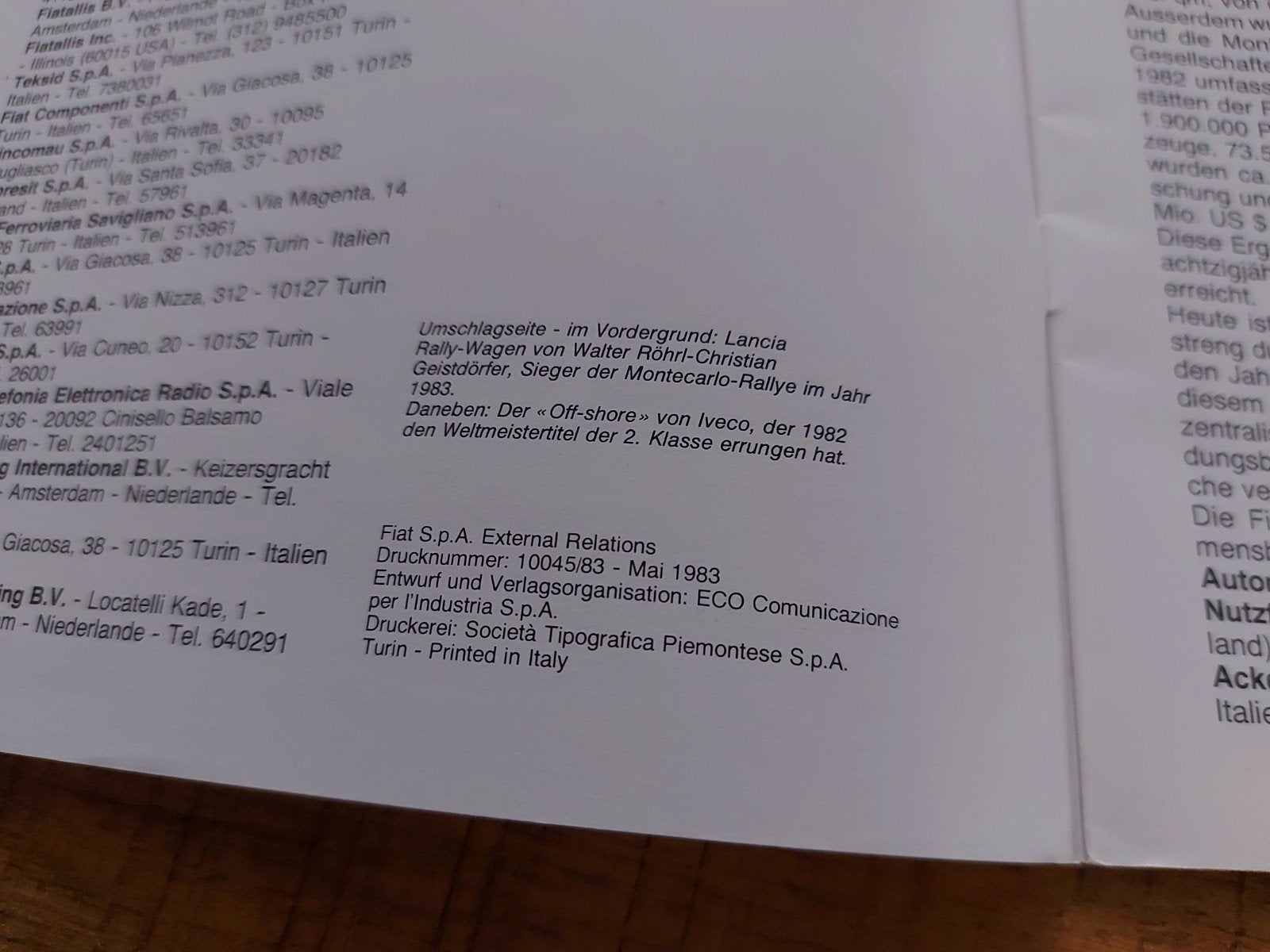 1983 Fiat groep informatieve Duitstalige folder, Ophalen of Verzenden, Zo goed als nieuw, Overige merken