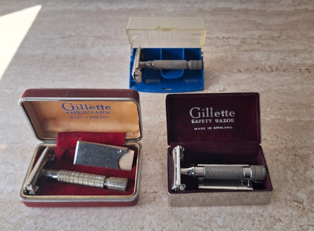 3x Vintage scheermes gillette Safety Razor, Ophalen of Verzenden