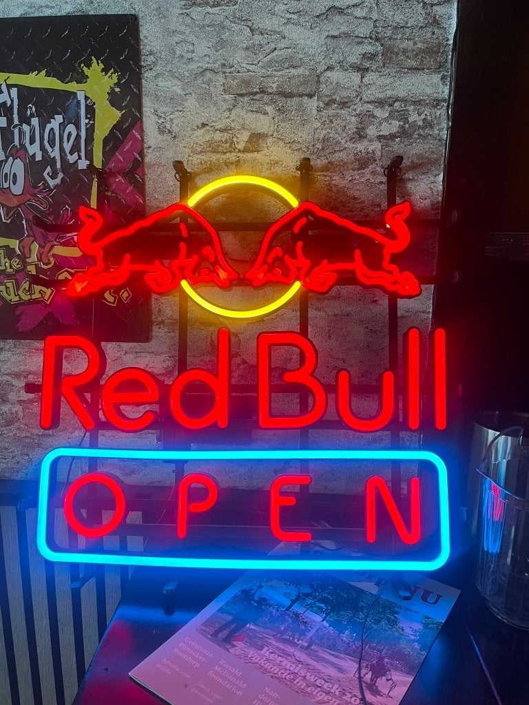 Red Bull reclame display met licht., Verzamelen, Merken en Reclamevoorwerpen, Ophalen, Gebruikt, Lichtbak of (neon) lamp