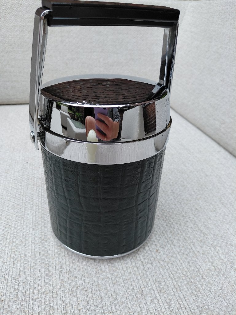 Alfi. Met leer beklede ijsemmer. Design Vintage, Ophalen of Verzenden