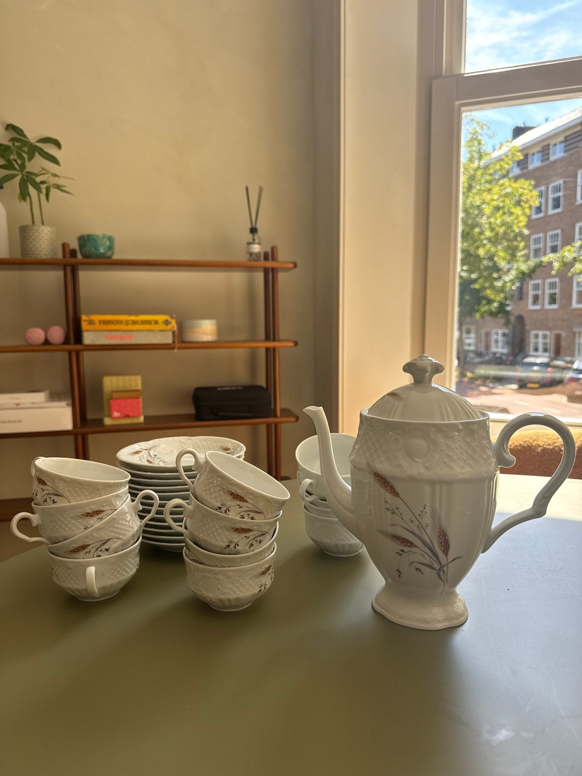 Limoges Porselein Theeservies - Tarwe Motief, Ophalen of Verzenden