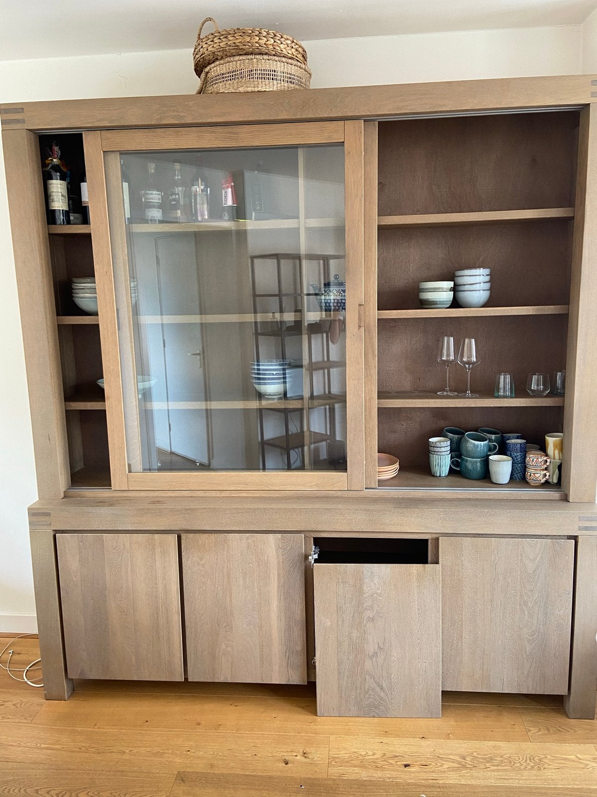 Massief eikenhouten dressoir / buffetkast Goossens, Ophalen, Gebruikt, 100 tot 150 cm, Eikenhout