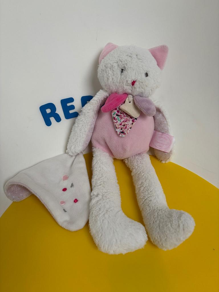 K1197 doudou et compagnie poes poesje roze met doekje, Ophalen of Verzenden, Overige typen