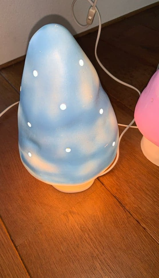 Vintage Heico paddenstoel lampen roze en blauw, Ophalen of Verzenden