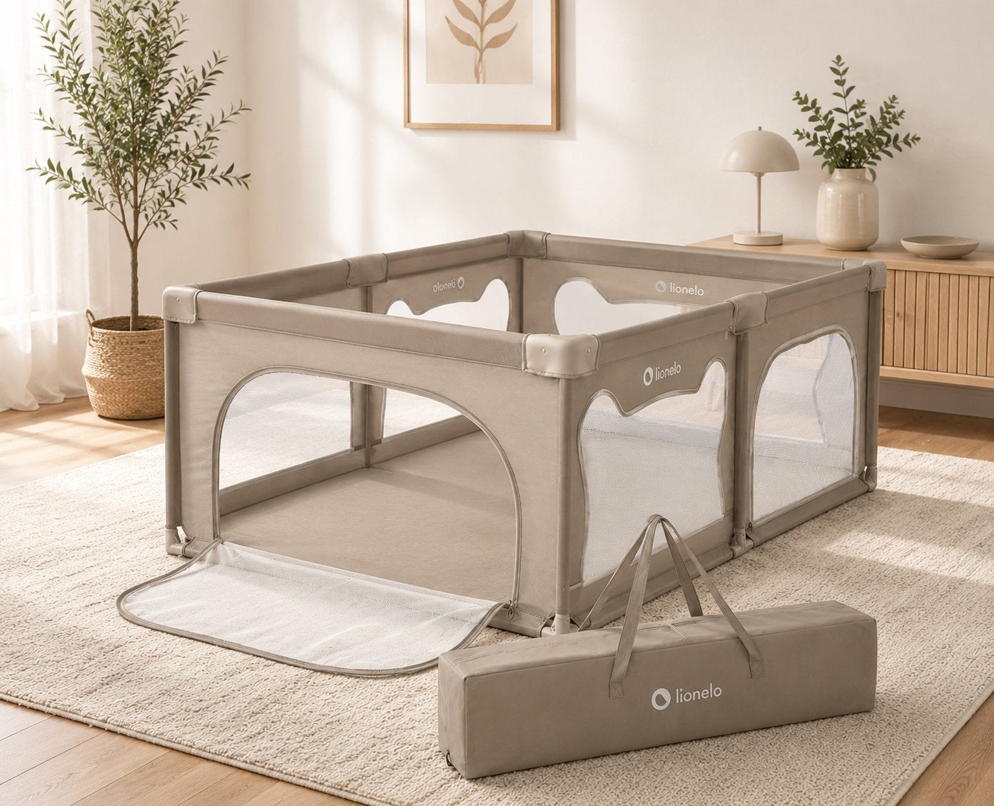 Lionelo Grondbox baby speelruimte beige 187x127, Kinderen en Baby's, Boxen, Ophalen, Nieuw, Rechthoekig