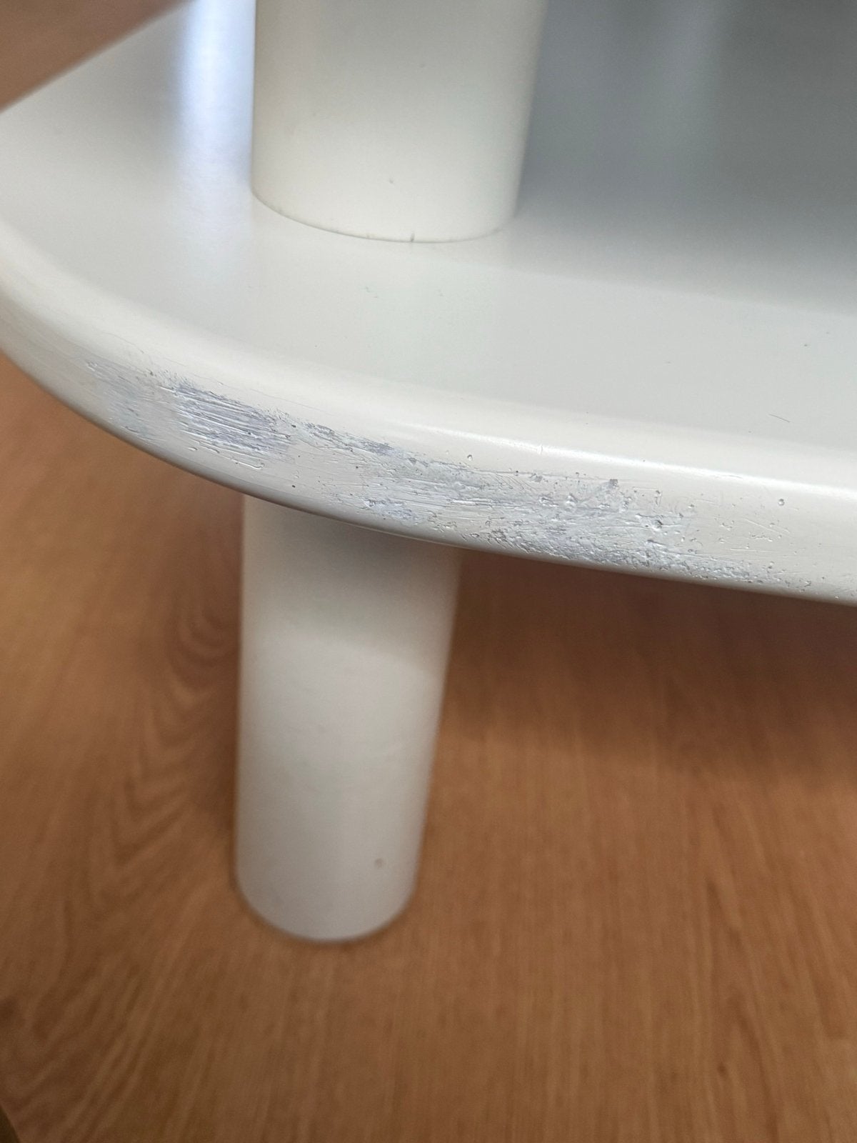 Witte salon tafel met glazen blad, Ophalen, Gebruikt, 100 tot 150 cm, 50 tot 100 cm