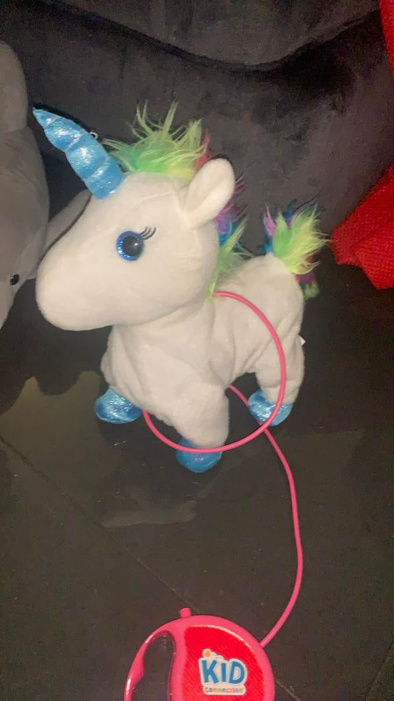 Witte Eenhoorn Knuffel met Regenboogmanen en Looplijn, Kinderen en Baby's, Ophalen of Verzenden, Zo goed als nieuw, Middelgroot (20 tot 80 cm)